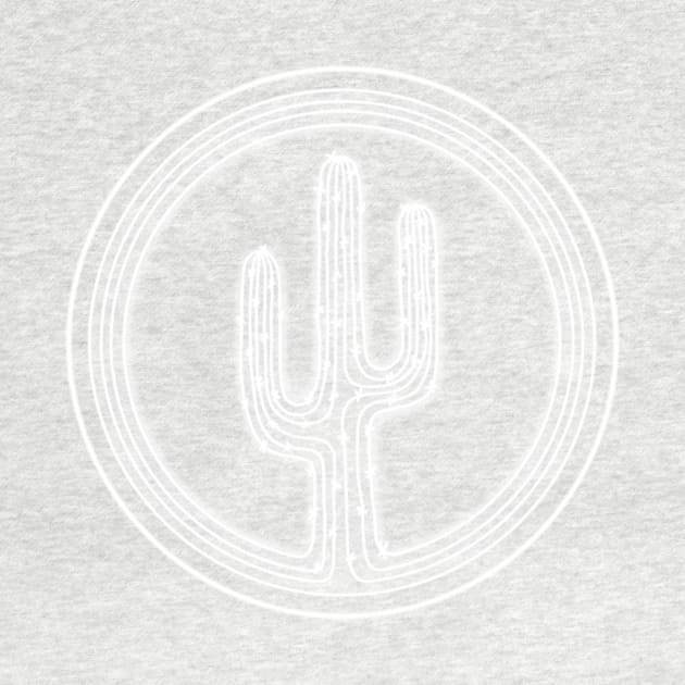 White Cactus Badge Line Drawing by AlmightyClaire